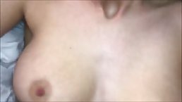 Small titted, amateur blonde with glasses is giving a POV blowjob to a guy she likes