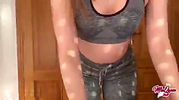 Big ass babe is rubbing a stiff cock and getting ready to ride it in POV