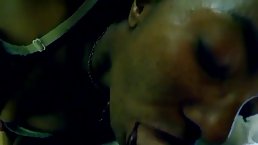 Ebony woman is gagging on a rock hard dick and expecting a golden shower after that