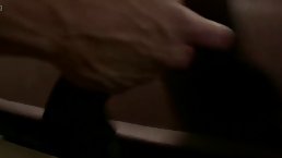 Kimmy is wearing black stockings while getting fingered and fucked in front of her husband