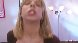 Petite blonde honey is often masturbating, but sometimes she likes to fuck her step- brother