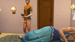 Busty blonde mommy was eager to fuck her step- son, while her husband was out of town