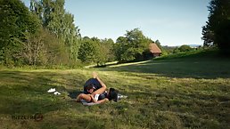 Tanned brunette with big tits and pierced nipples, Jacky Lawless likes to get fucked in the nature