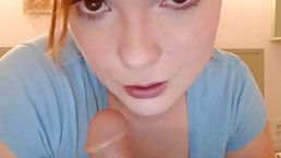 Sexy babe with red hair and big boobs is about to demonstrate her favorite masturbation routine