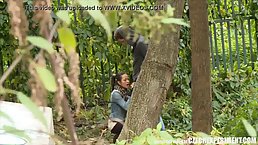 Delicious teen brunette is having casual sex with a stranger in a public place, during the day