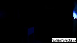 Samantha Saint is drilling her pussy with sex toys in the dark, just for fun