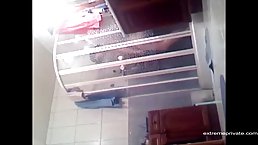 Hot mommy was caught on tape while she was masturbating, instead of having a shower
