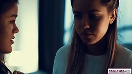 Asian chick is eating her girlfriend's pussy and listening to her passionate moans and sighs