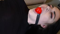 Dark haired babe, Nikita got tied up tight, and gagged, because it excites her a lot