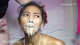 Thai bitches are giving deep, moist blowjobs to various guys and getting massive facial cumshots