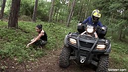 Lesbians are eating each other up in the nature and moaning as loud as they can