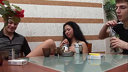 Sluty brunette, Tanita got very drunk, so two guys took advantage of her, in her apartment