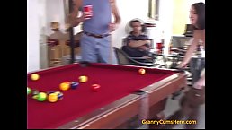 Big titted, blonde granny got naked to have group sex with friends, until they all cum