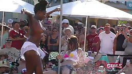 So many naughty girls were dancing topless in front of many guys, including Key West
