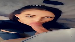 Beautiful girl is gently sucking a rock hard dick in front of the camera, just for fun