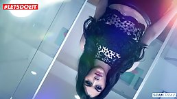 Gorgeous girls with big boobs are having a threesome with a handsome guy, in his office