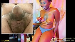 Adorable Ebony babe, Arty Spliff has that naughty smile on her face during a JOI session