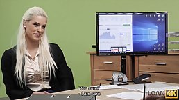 Great looking blonde is spreading her legs wide open for her employer and getting fucked very hard