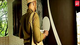 As soon as hot, Indian woman, Pati Patni fell asleep, postman used an opportunity to kiss her