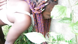 Horny, Ebony girl is moaning while getting fucked from the back, by a handsome guy