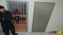 Cute girl is sucking dick while in the jail, because she likes how it feels