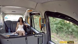 Seductive mature brunette is sucking a horny taxi driver's dick, in the back of his car