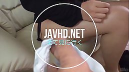 Charming Japanese brunette with pigtails is getting her hairy pussy shaved, in front of the camera
