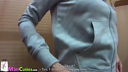Dirty minded blonde is moaning while getting fucked in a public place, because it feels good