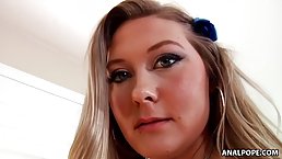 Gorgeous blonde is deepthroating before having anal sex, because it always makes dicks rock hard