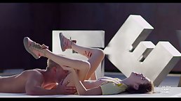 Passionate girl is giving a sensual handjob to her guy, in the middle of the day