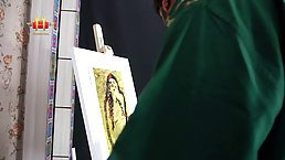 Amazing, Indian milf is making love with a handsome artist, instead of posing for him