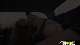 Spanish babe with messy hair is sucking a taxi driver's dick and getting fucked from the back