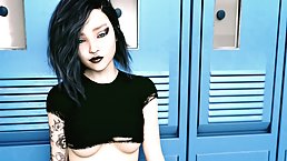 Amazing brunette is eager to fuck her new guy, while no one is watching them