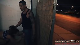 Blonde teen is getting fucked from the back after giving a blowjob to a horny stranger