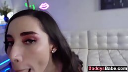 Charismatic teen brunette with small tits is enjoying while getting fucked harder than ever before