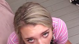 Dirty minded blonde got fucked from the back and used her tits to make her lover cum