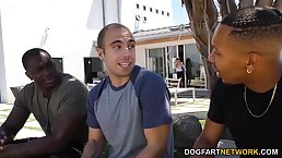 Randy blonde with massive milk jugs, Danielle Derek got stuffed with two big, black dicks