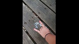 Chubby woman is getting fucked from the back, in the nature, in the late afternoon