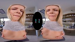 Sweet blonde is in the mood for a good fuck and doesn't care with whom