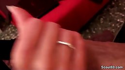 Cock loving blonde is giving a head to a horny guy and getting fucked from the back