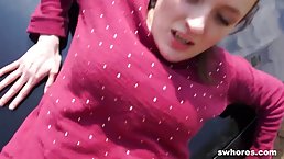 Horny, amateur girl is having casual sex with a handsome stranger, in the middle of the day