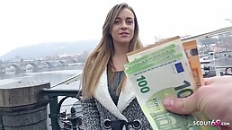 German blonde, Josephine got a lot of money from a stranger, to let him fuck her
