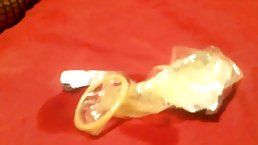 Horny woman is using a bottle to masturbate while sucking dick, in the middle of the night