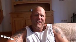 Asian brunette, Smya is sucking her tattooed neighbor's dick, to make him explode from pleasure