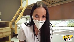 Horny man is using an opportunity to have a threesome with two smoking hot nurses