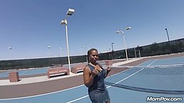 Big ass, Ebony babe with braids, Keisha Kiesha got fucked on the tennis court, the other day