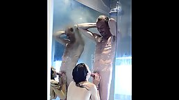 Queen Mona is having a shower with her step- father and even sucking his dick a bit