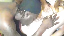 Busty nurse is having a wild threesome with black patients and enjoying while getting doublefucked