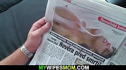 Elderly woman is using an opportunity to get fucked on the sofa, until she cums
