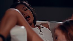 Dani Jensen and Vina Sky are moaning while eating each other up in a position 69